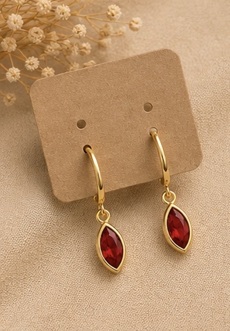 Gold Marquise Hoop Earrings – Ruby Red