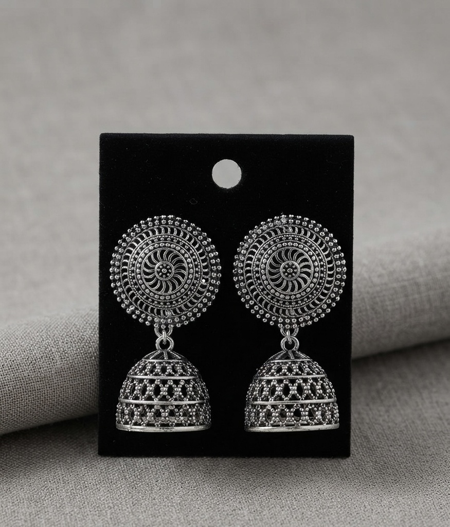 Round Oxidised Jhumka