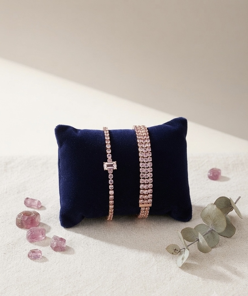 Rose Gold Crystal Bracelet Set – Elegant Everyday Sparkle