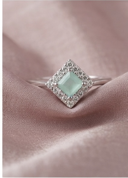 The Serenity Mint Halo Ring