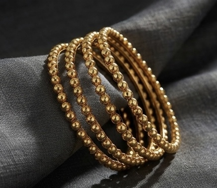 Classic Gold-Plated Traditional Beaded Bangle Set for Women & Girls (Pack of 4)
