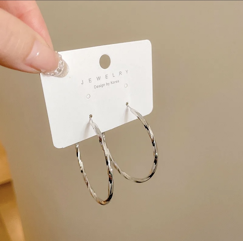 Premium Silver Twisted Hoop Earrings