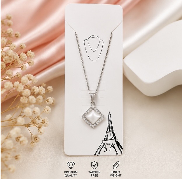 Elegant Square Mother of Pearl Pendant Necklace