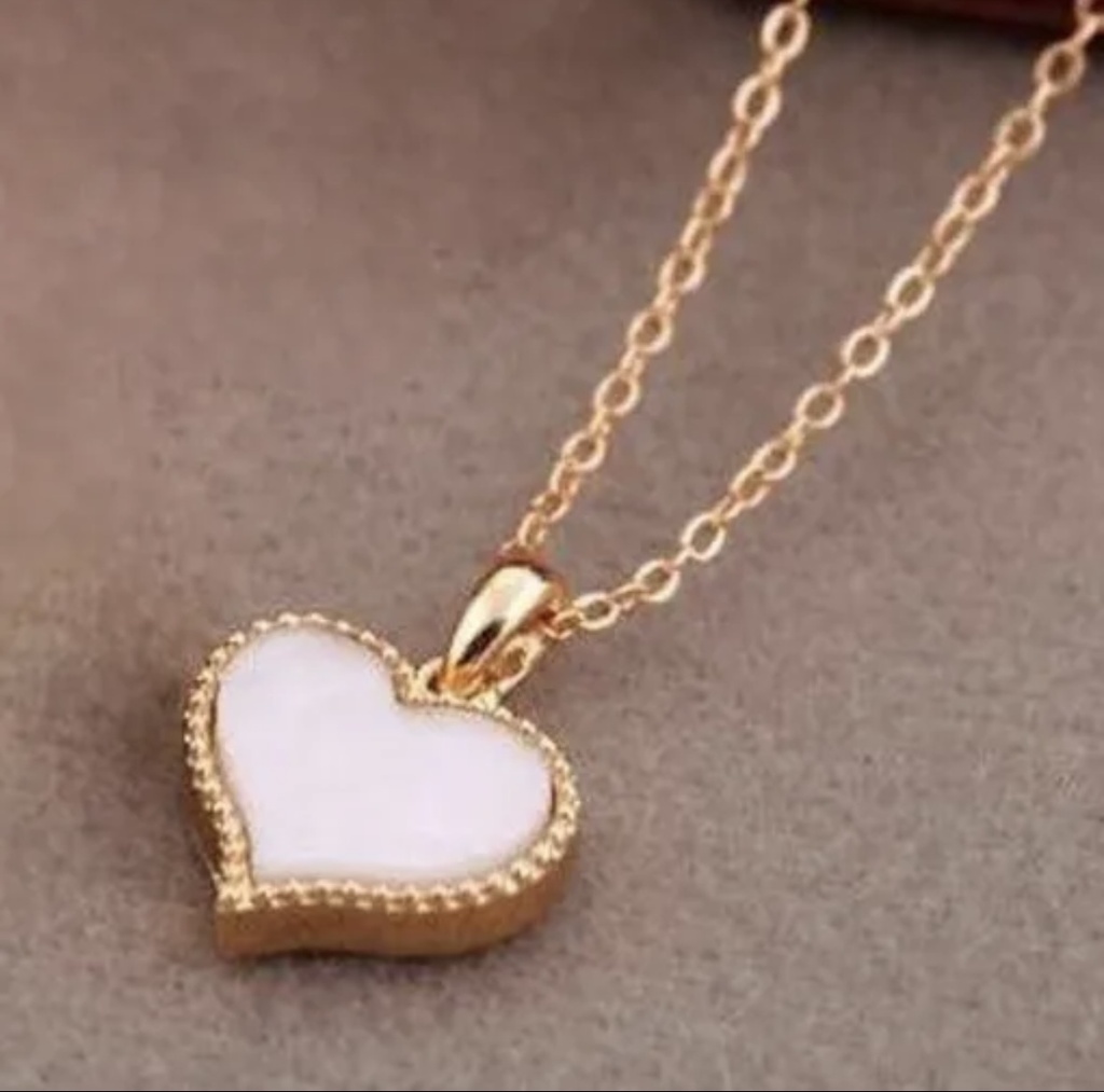 White Heart Pendant Necklace