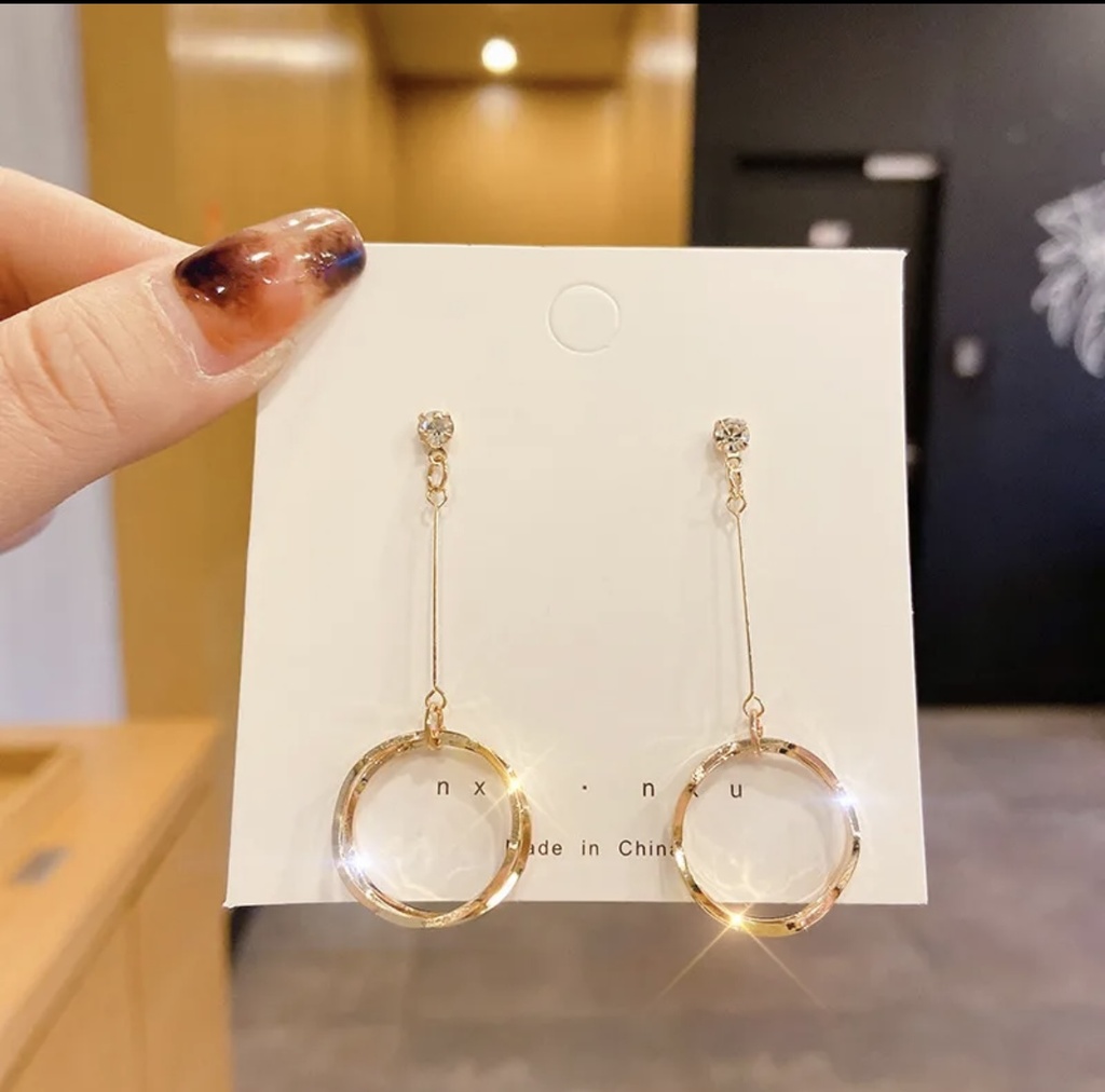 Premium Crystal Circle Drop Earrings