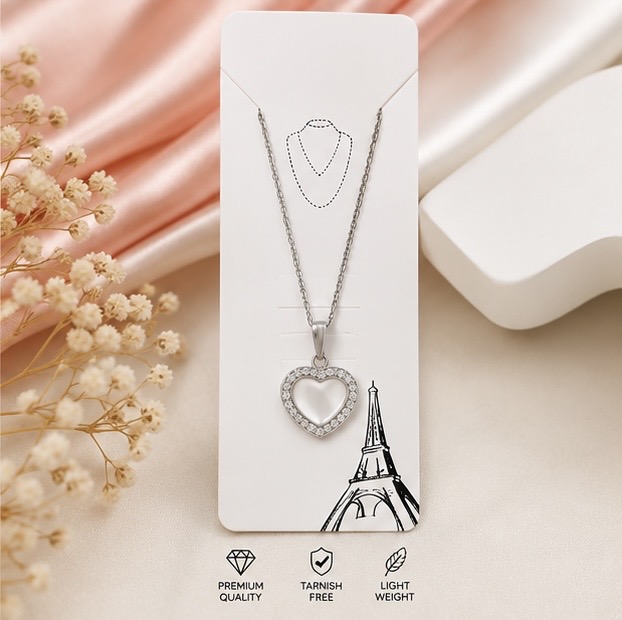 Elegant Heart Mother of Pearl Pendant Necklace
