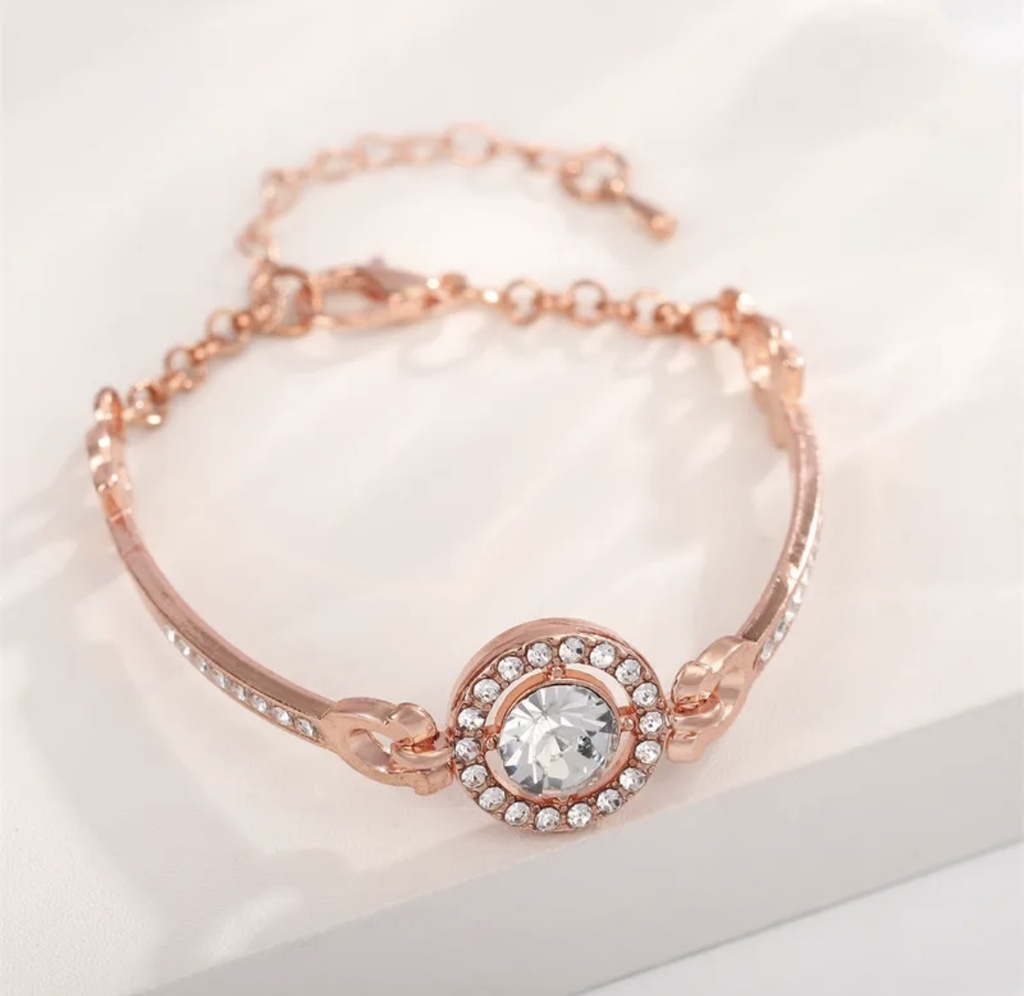 Rose Gold-Tone Crystal Halo Bracelet