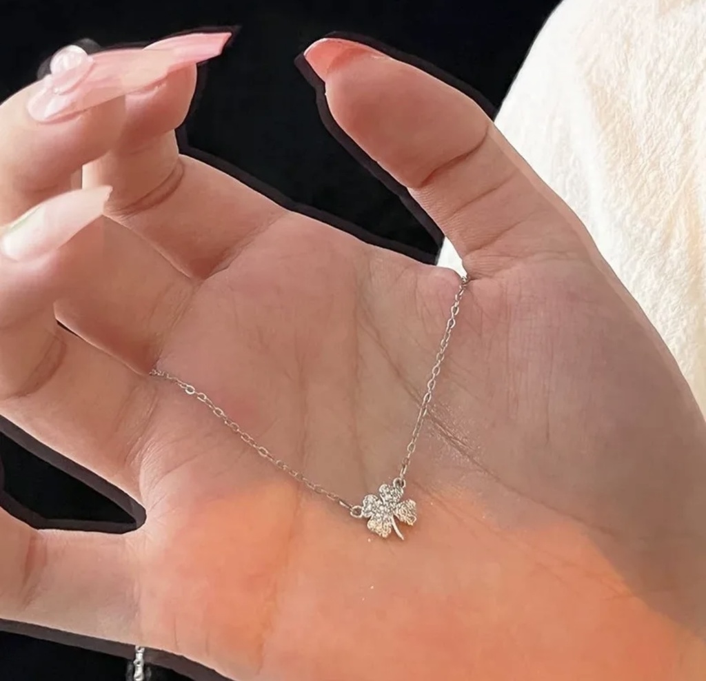 Charming Silver-Tone Four-Leaf Clover Necklace