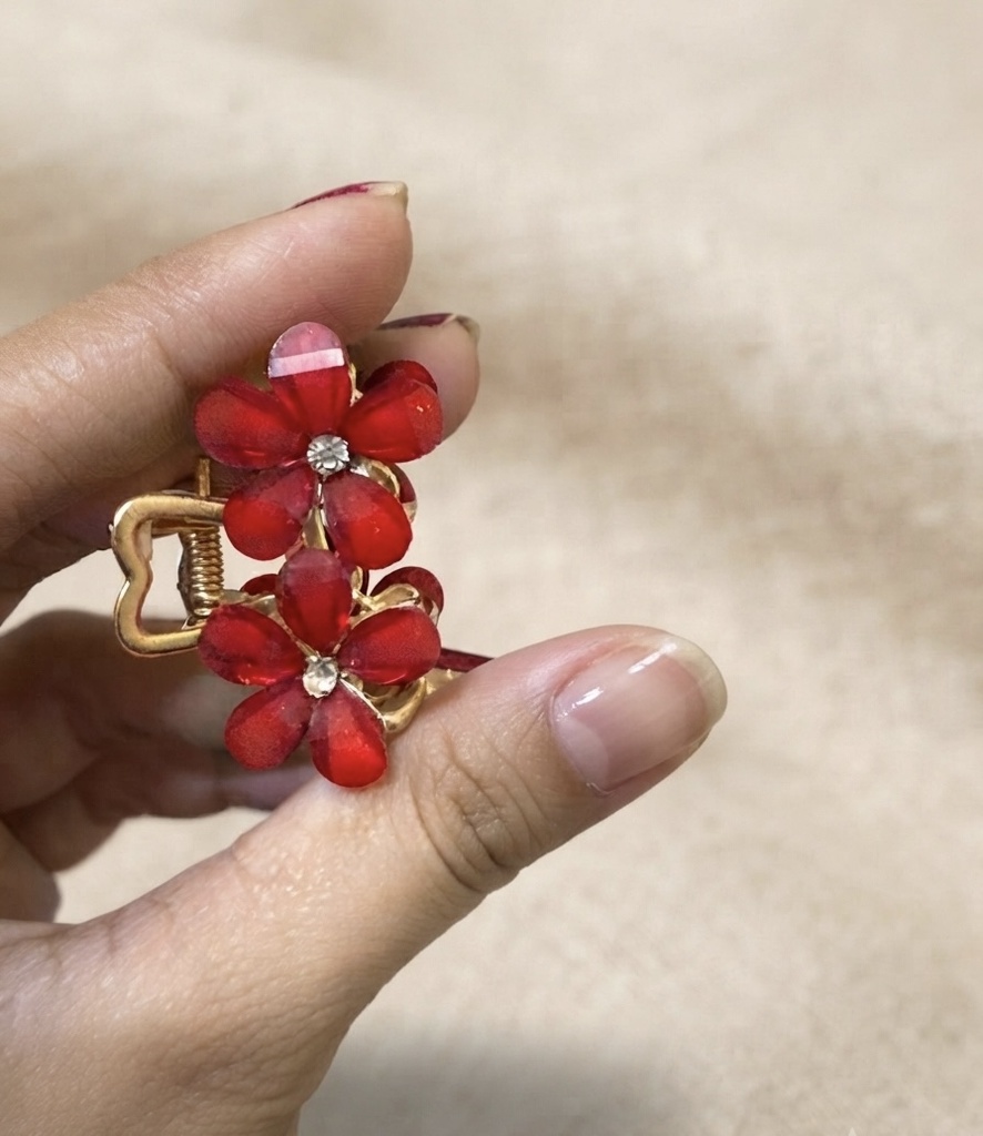 Flower Claw Clip - Ruby Blossom