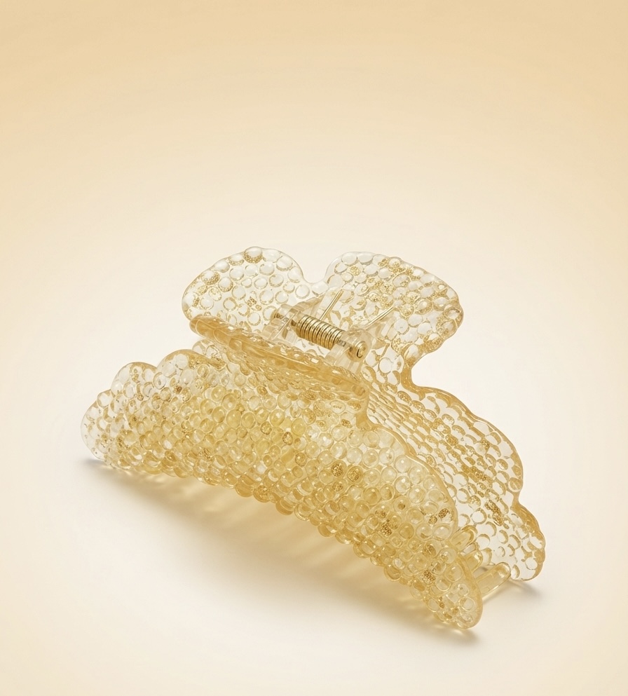 Golden Textured "Bubble" Hair Claw Clip
