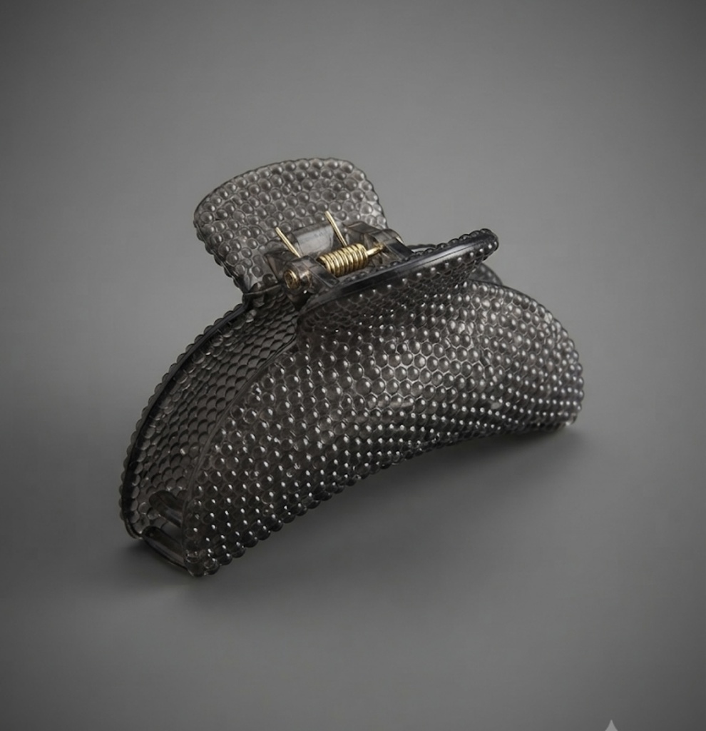 Dark Charcoal Textured "Bubble" Hair Claw Clip