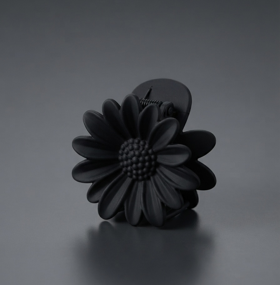 Matte  Black Daisy Flower Hair Claw Clip Collection