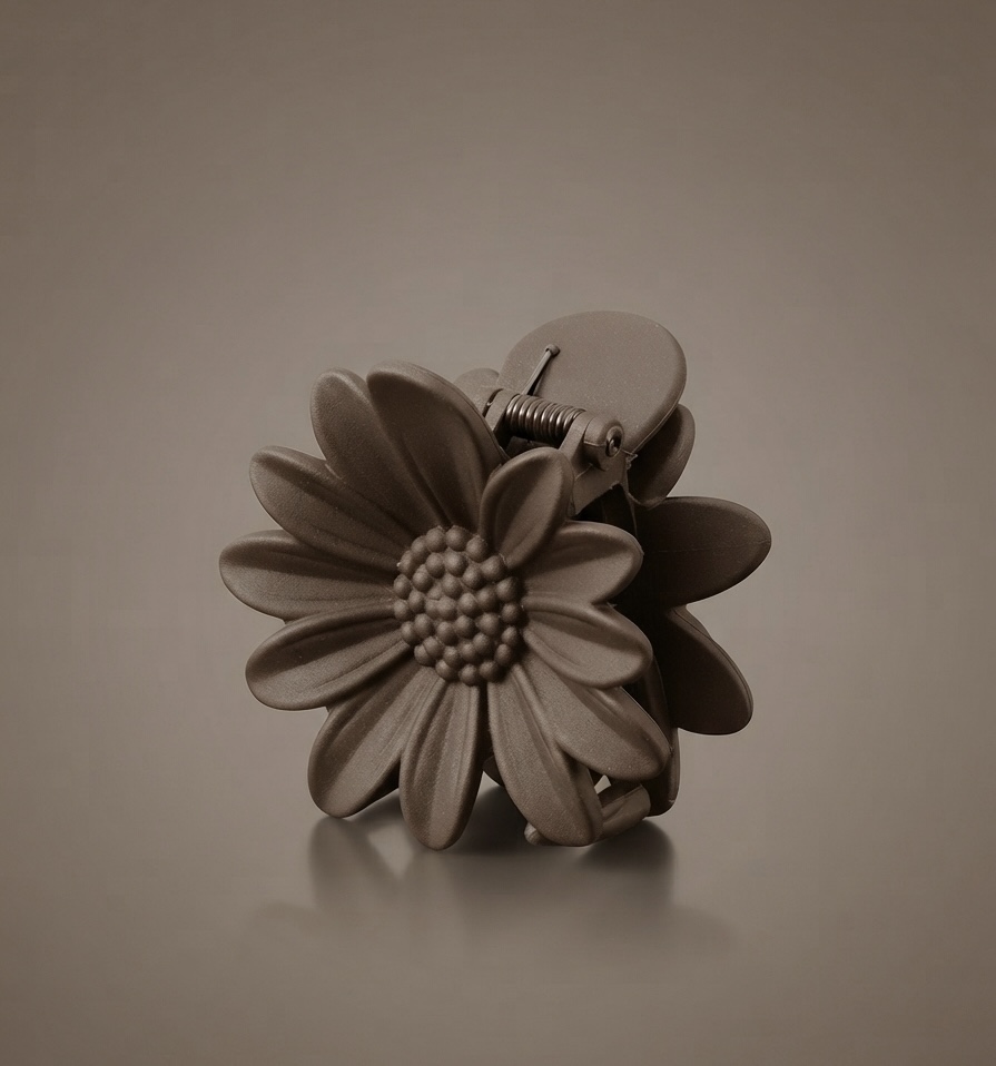Matte Brown Daisy Flower Hair Claw Clip