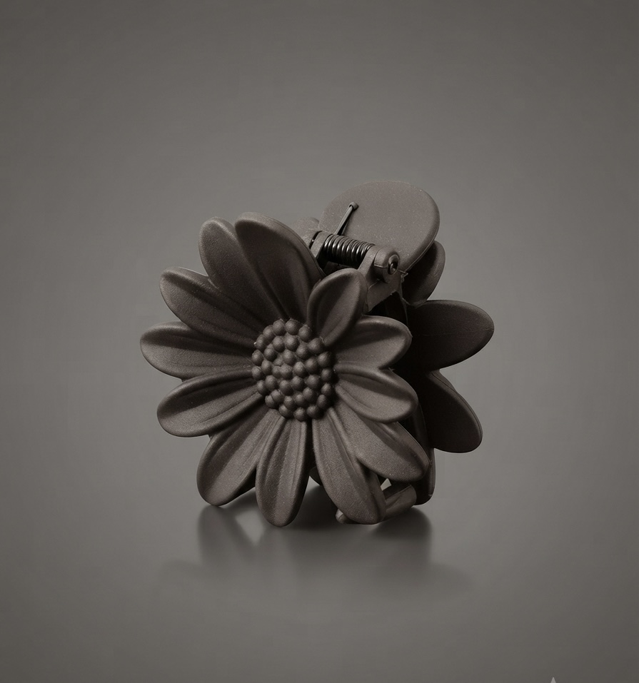 Matte Dark Brown Daisy Flower Hair Claw Clip