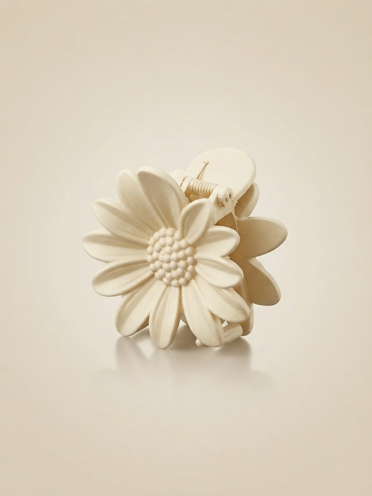 Matte Cream / Ivory Daisy Flower Hair Claw Clip