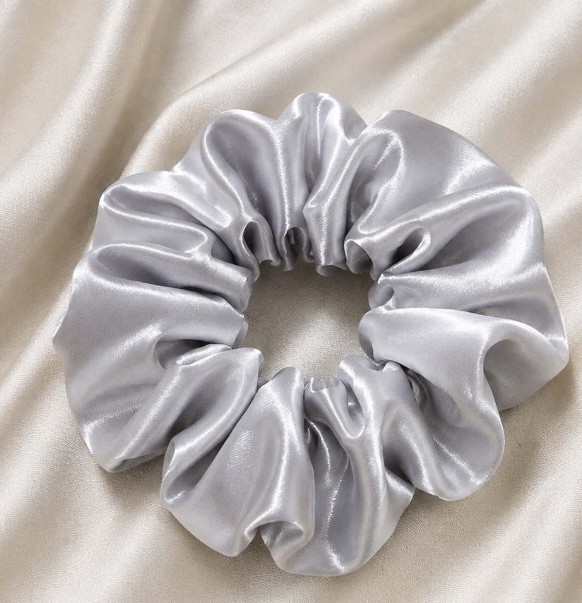 Satin Scrunchie – Silver Grey
