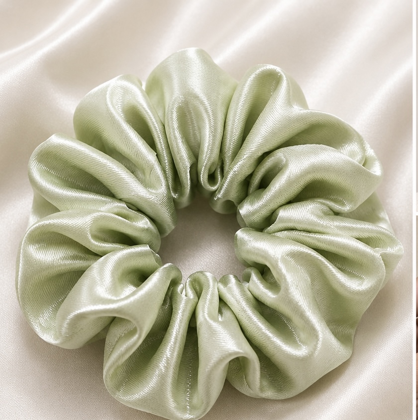 Satin Scrunchie – Pastel Sage Green