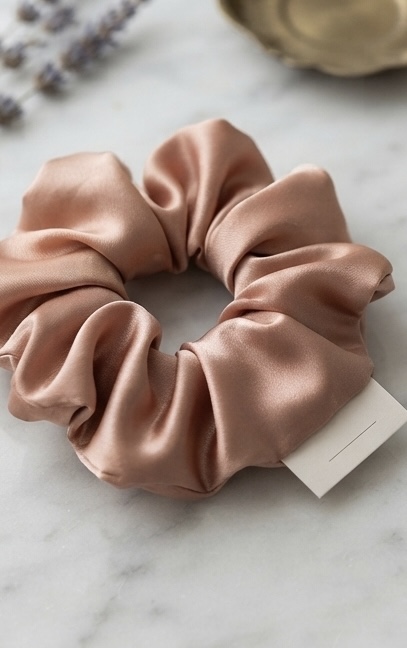 Peach Satin Scrunchie