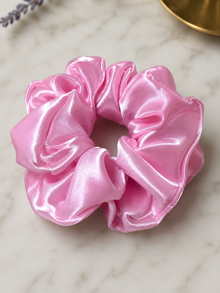 Blush Pink Silk Satin Scrunchie