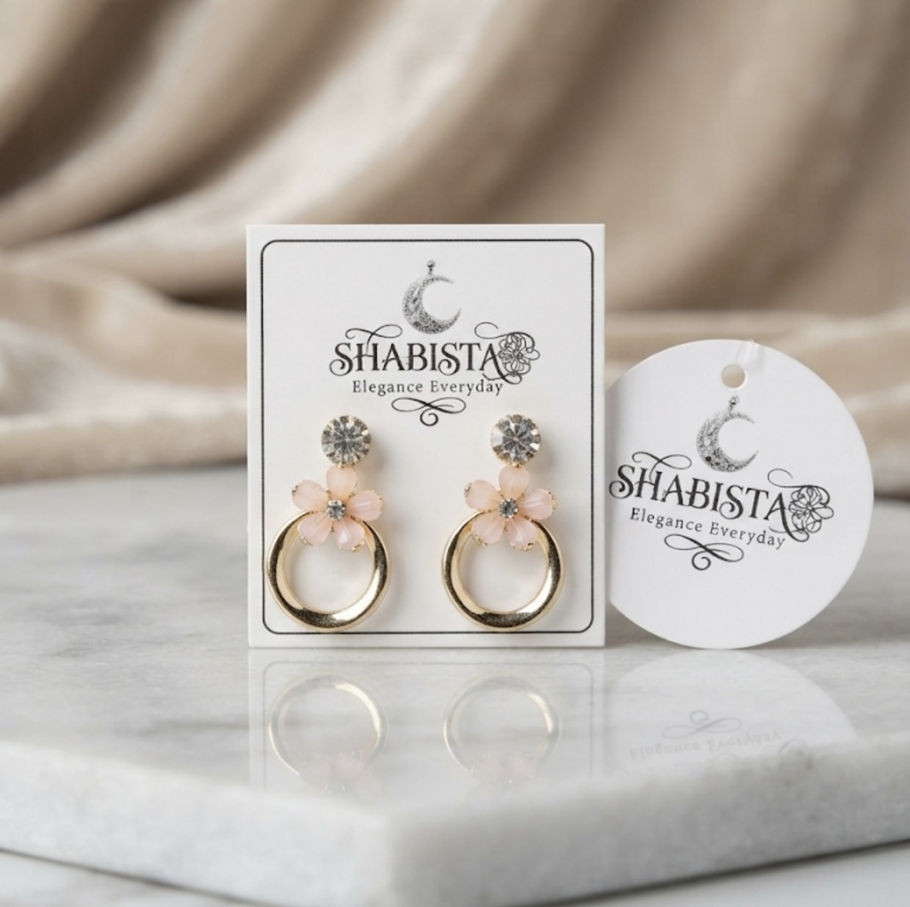 Champagne Flower Hoop Earrings Caption: