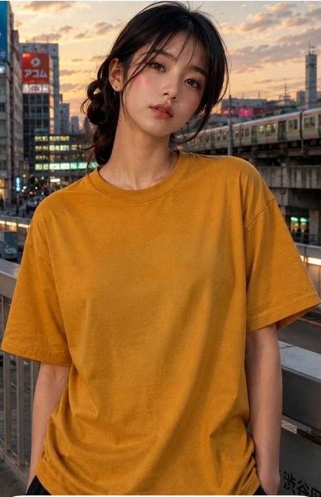 9TUNKI Women Pure Cotton T-shirt -Mustard Yellow