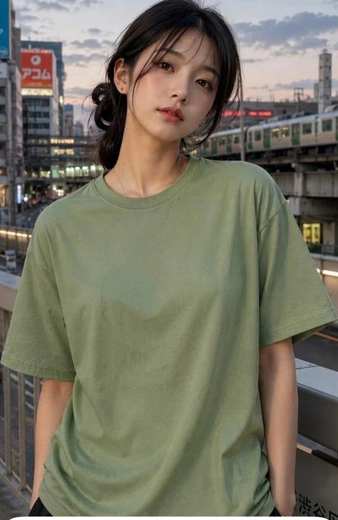 9TUNKI Women Pure Cotton T-shirt- Olive Green