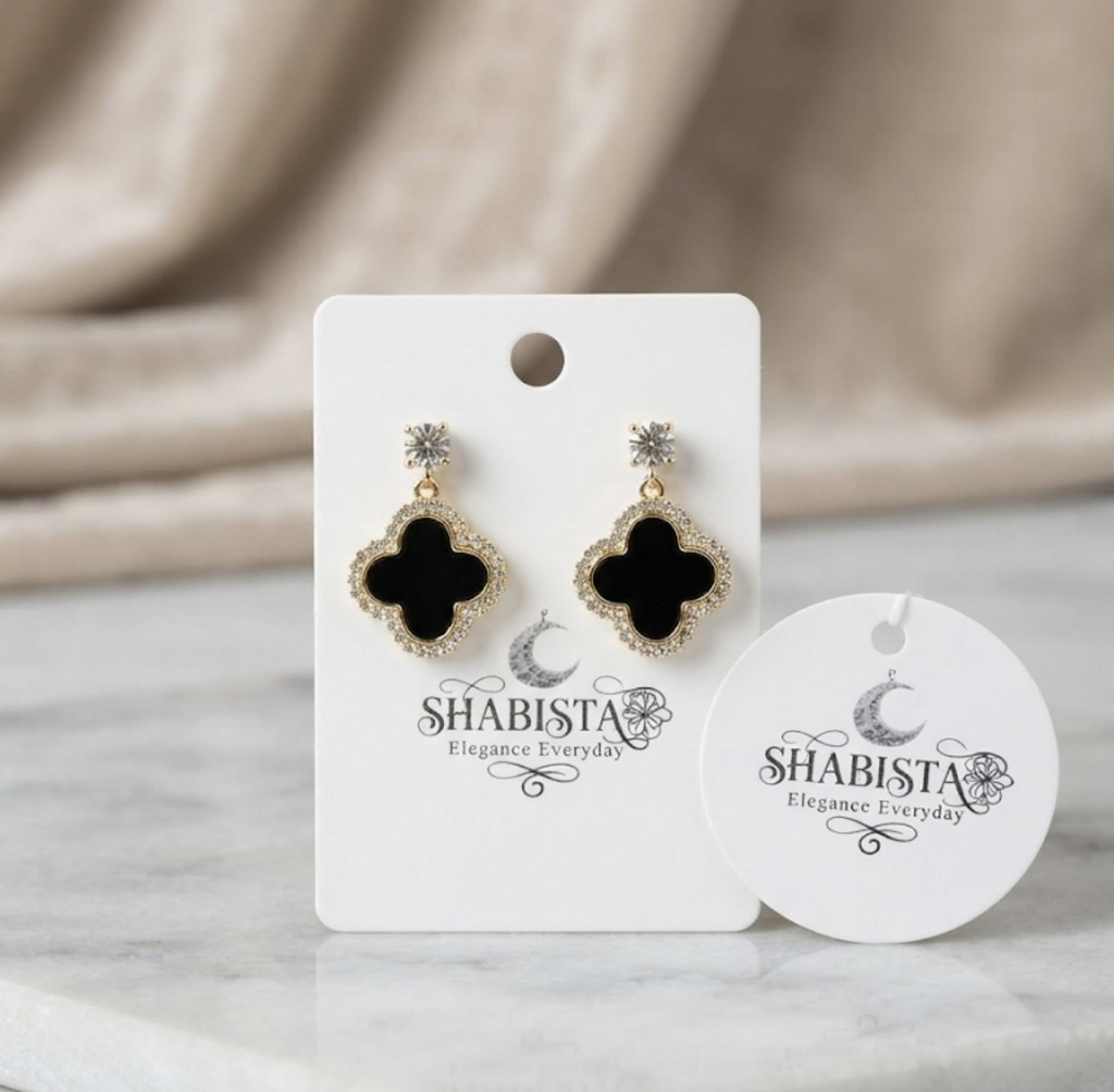 Clover Drops - Black Drop Earrings