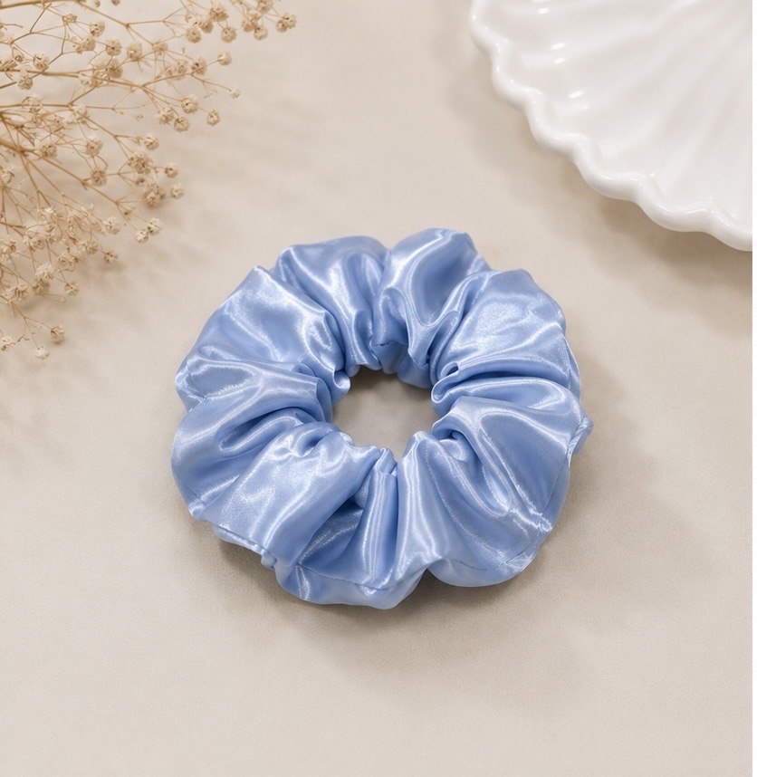 Powder Blue Shining Satin Scrunchie