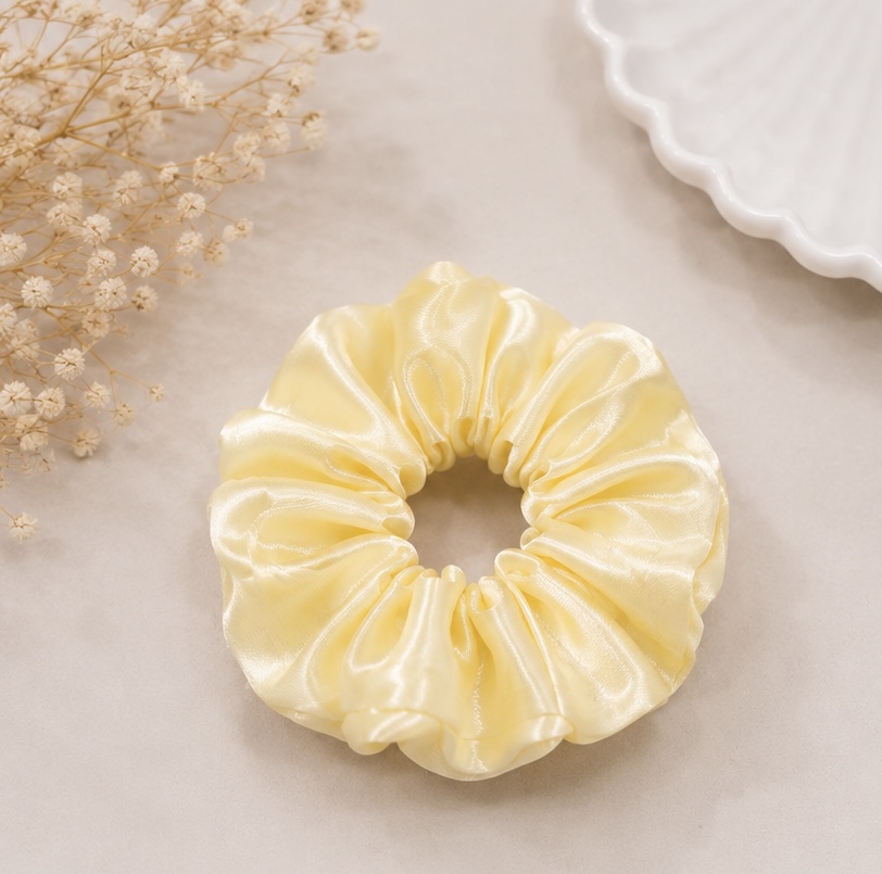 Shimmering Champagne Satin Scrunchie