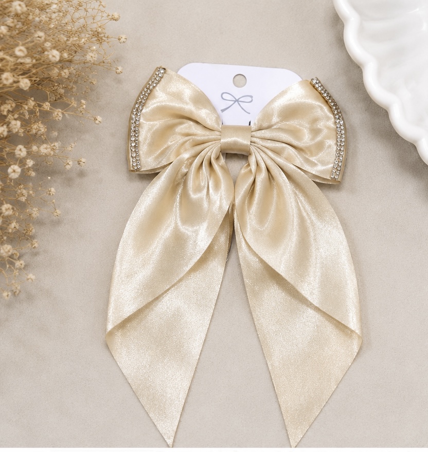 Champagne Gold Satin Bow Hair Clip