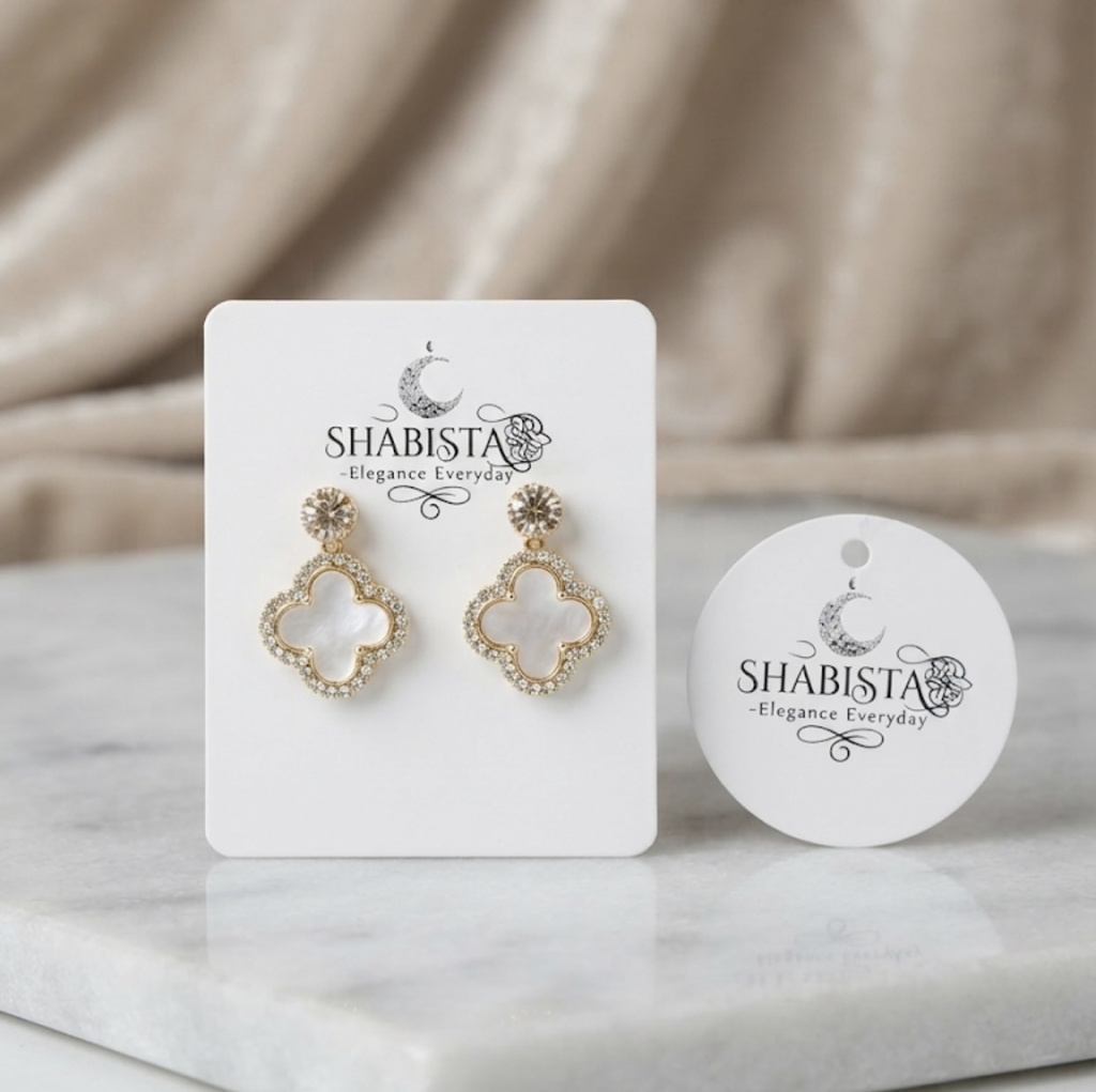 Clover Drops - White Flower Earrings