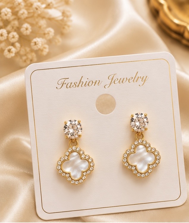 White Flower Hoop Earrings
