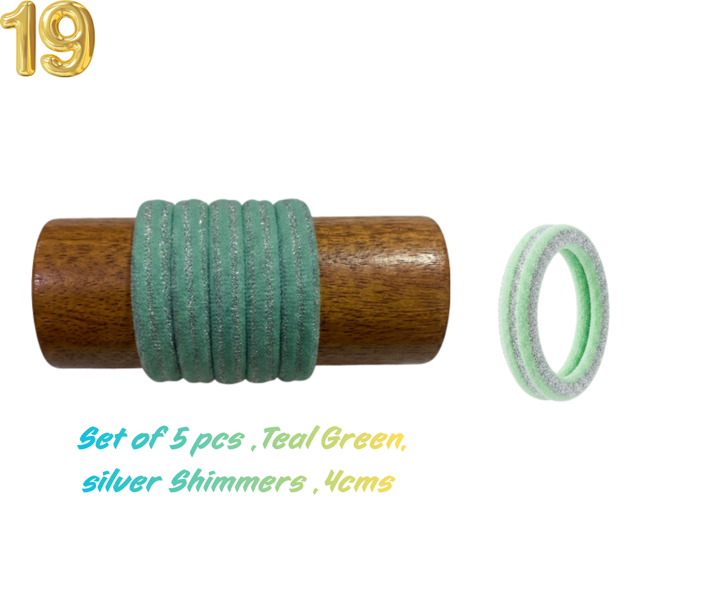 Rubber Band Velvety- Premium-Teal Green - 4 cms- Set of 5