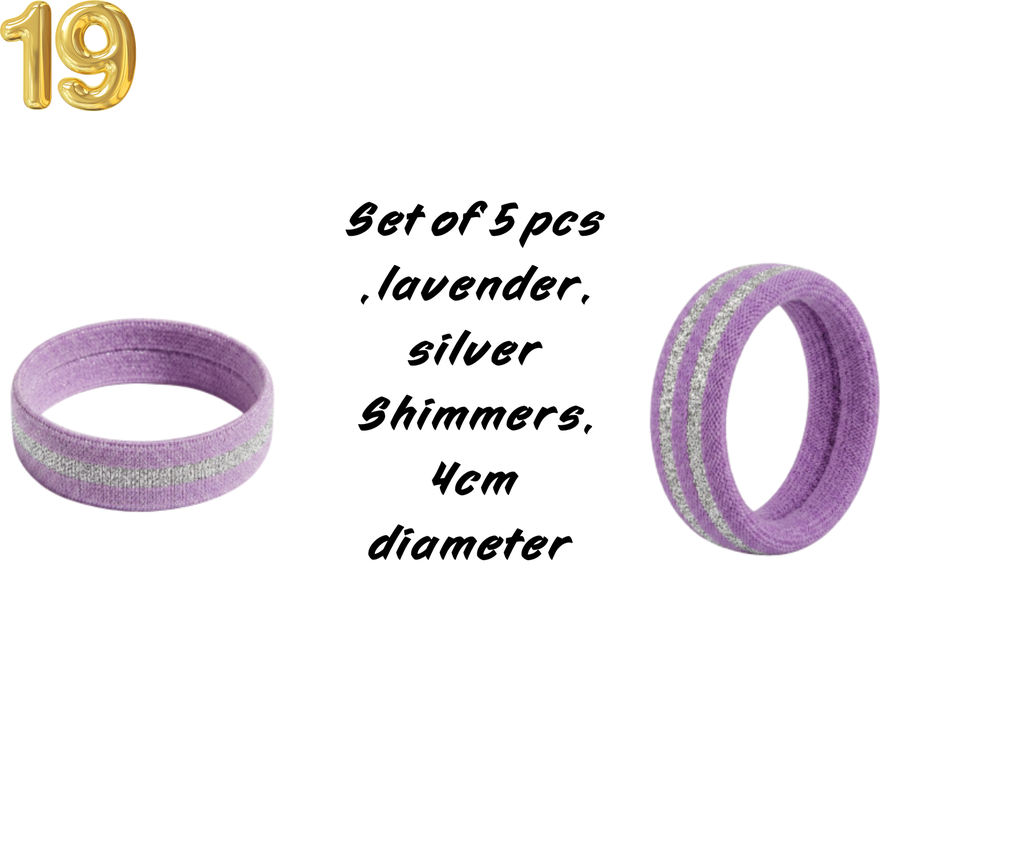 Rubber Band Velvety- Premium-Lavender - 4 cms- Set of 5