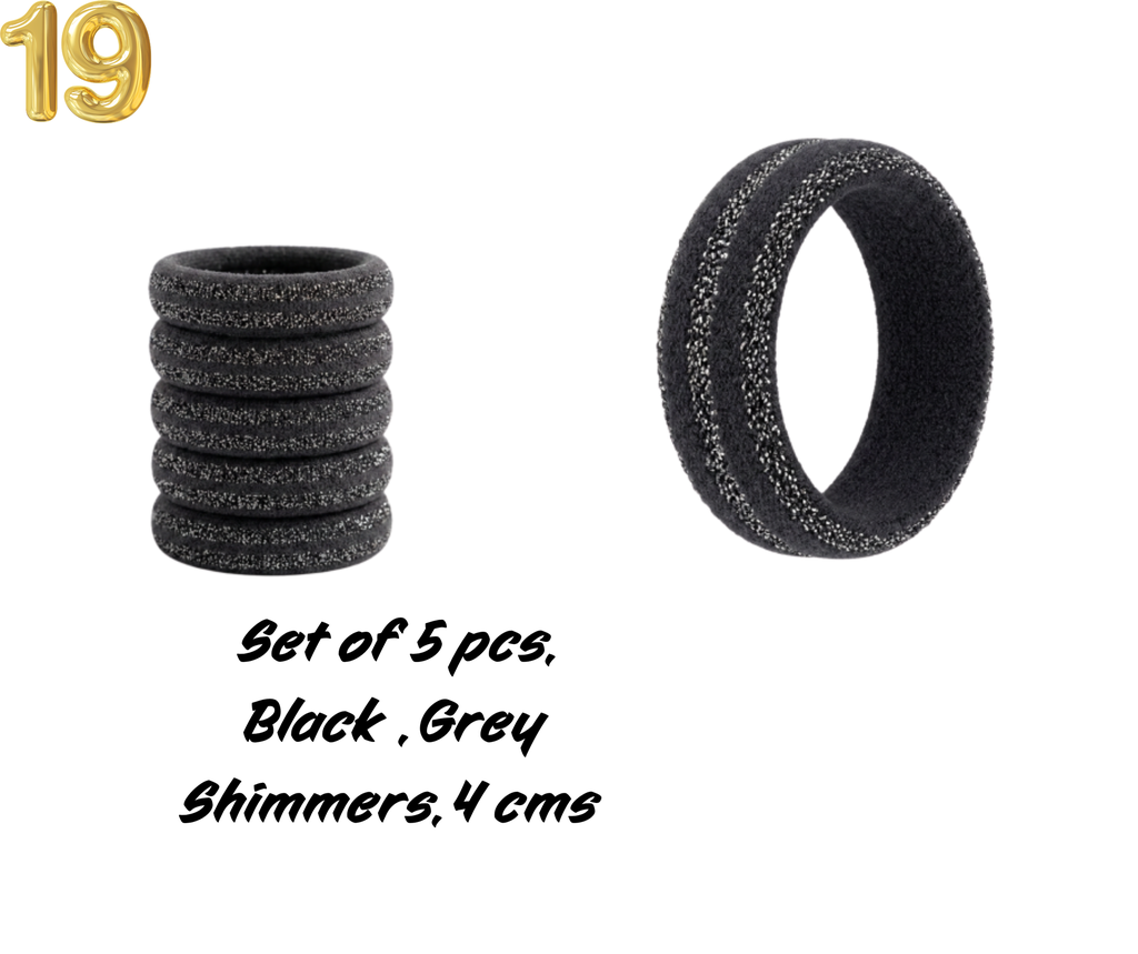 Rubber Band Velvety- Premium-Black - 4 cms- Set of 5