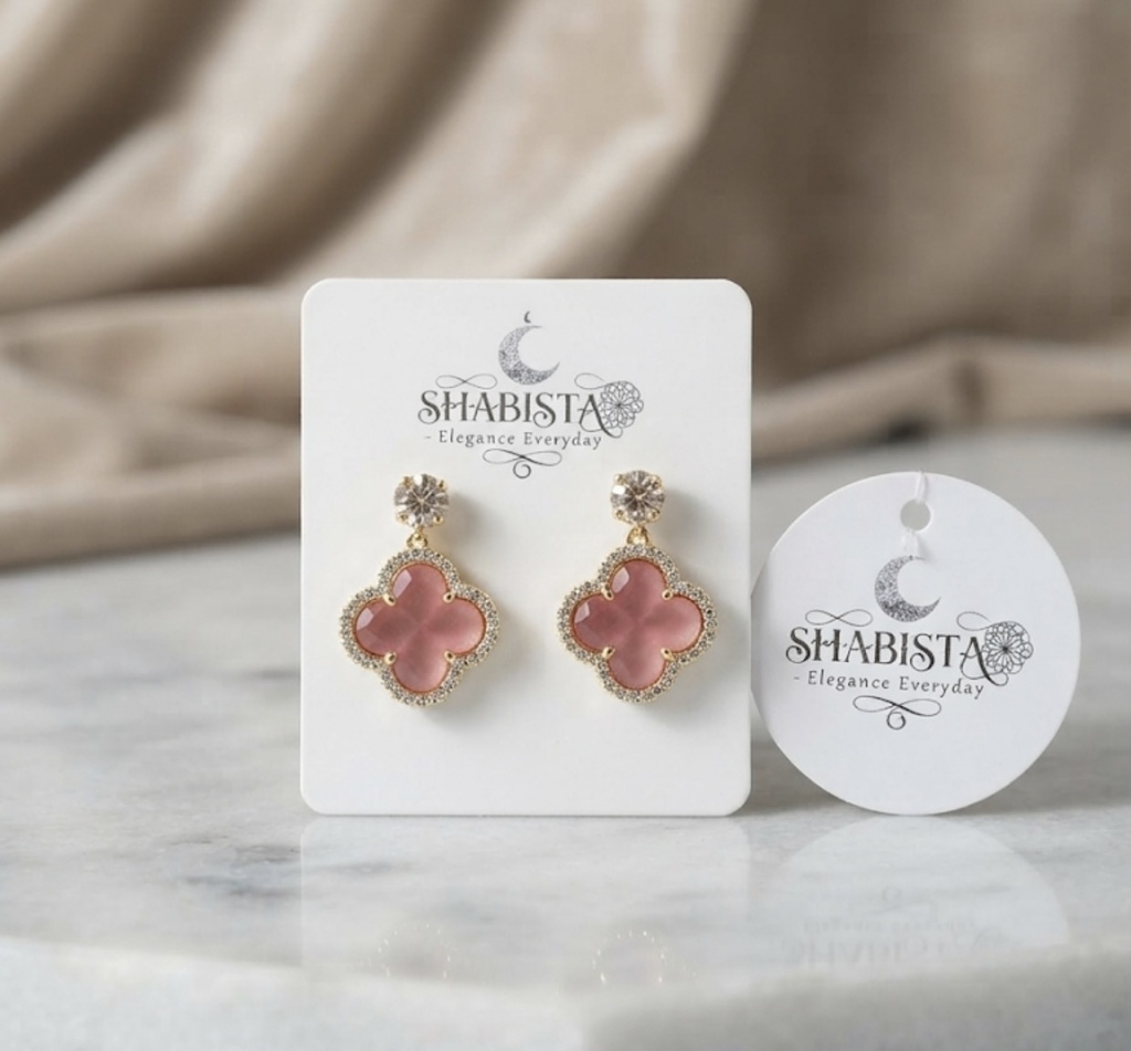 Clover Drops - Pink Earrings