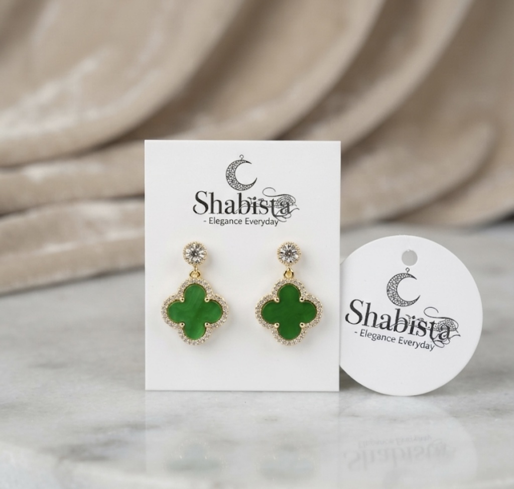 Clover Drops - Green Earrings