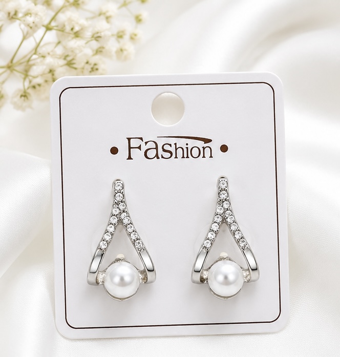 Silver Pearl Elegance Stud Earrings
