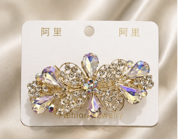 Gold & Aurora Crystal Hair Barrette