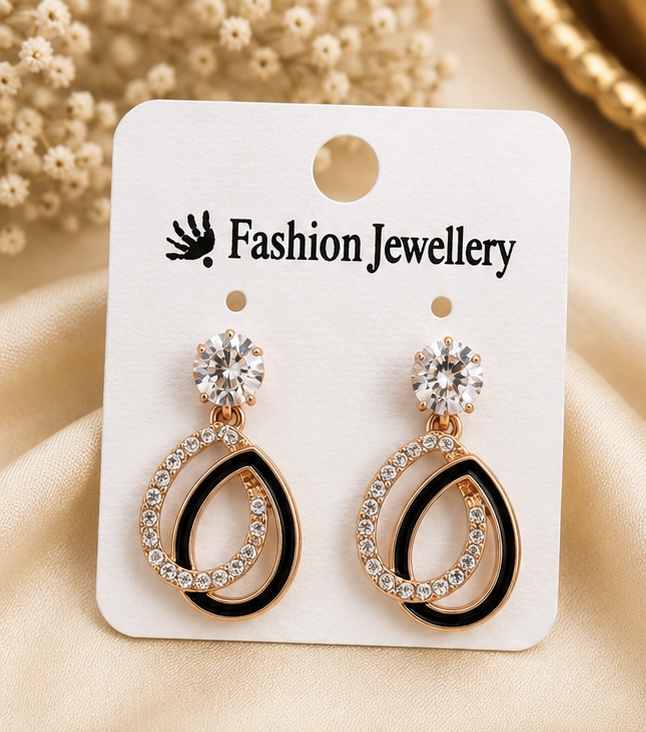Rose Gold Double Pear Crystal Drop Earrings