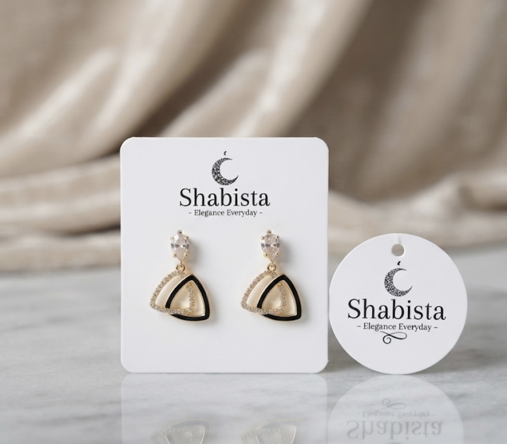 Rose Gold Double Triangular Crystal Drop Earrings