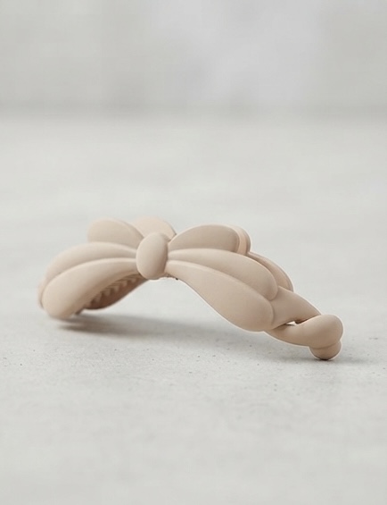 Matte Nude Bow Banana Clip
