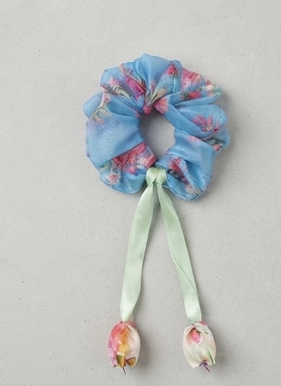 Floral Organza Scrunchie with Tulip Tails