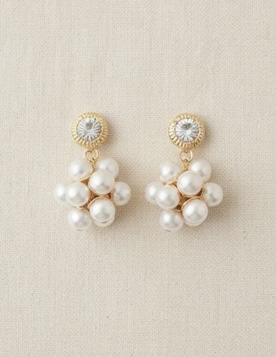 Pearl Cluster Round Drop Earrings
