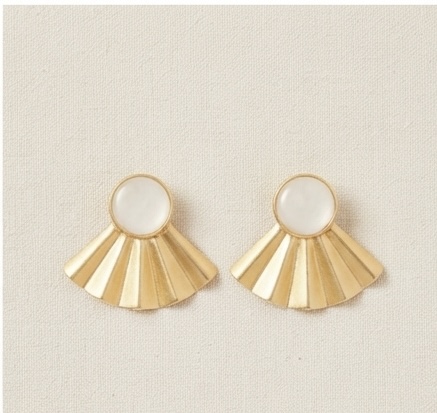Golden Fan Enamel & Gold Earrings