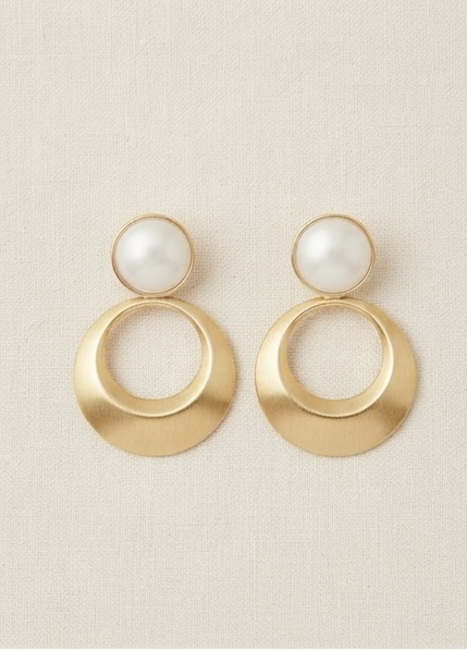 Crescent Halo Enamel & Gold Earrings