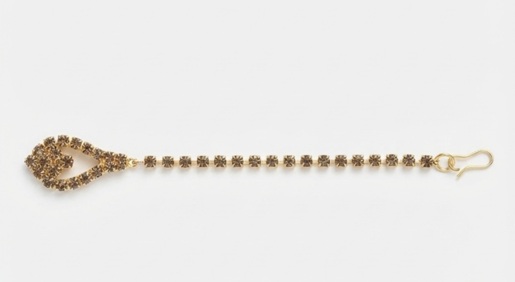 Elegant Gold-Tone Teardrop Crystal Maang Tikka- Vol-4
