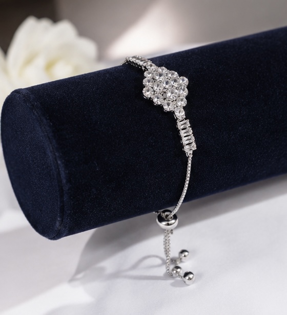 Elegant Crystal Flower Adjustable Bracelet -Vol-1