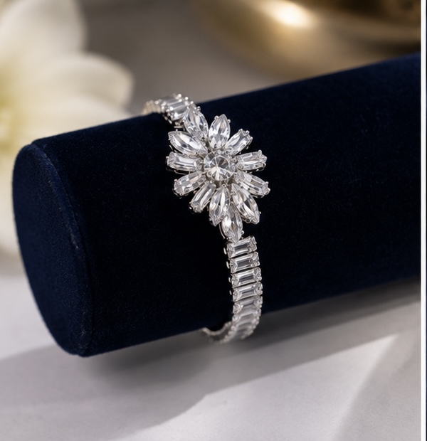 Elegant Crystal Flower Adjustable Bracelet -Vol-2
