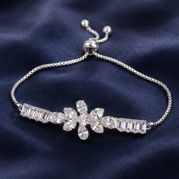 Elegant Floral Crystal Adjustable Bracelet Vol-3